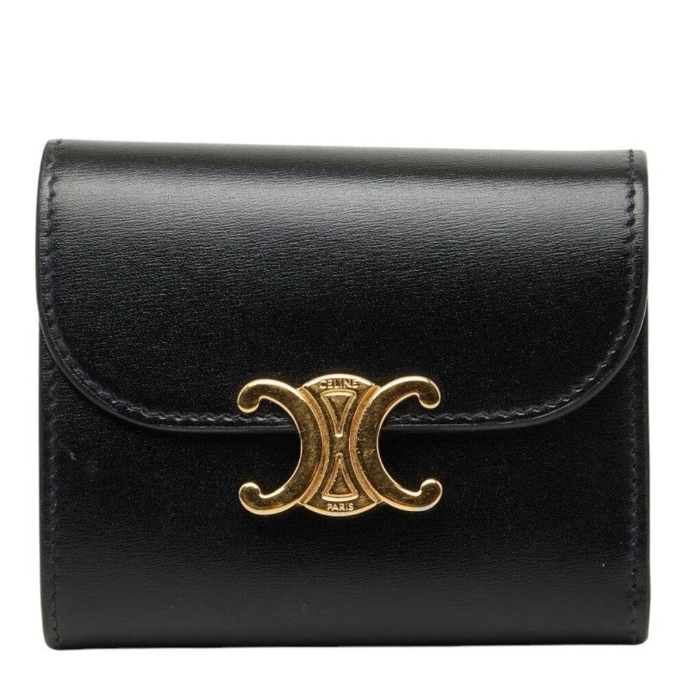 Celine Triomphe Small Wallet Trifold Black